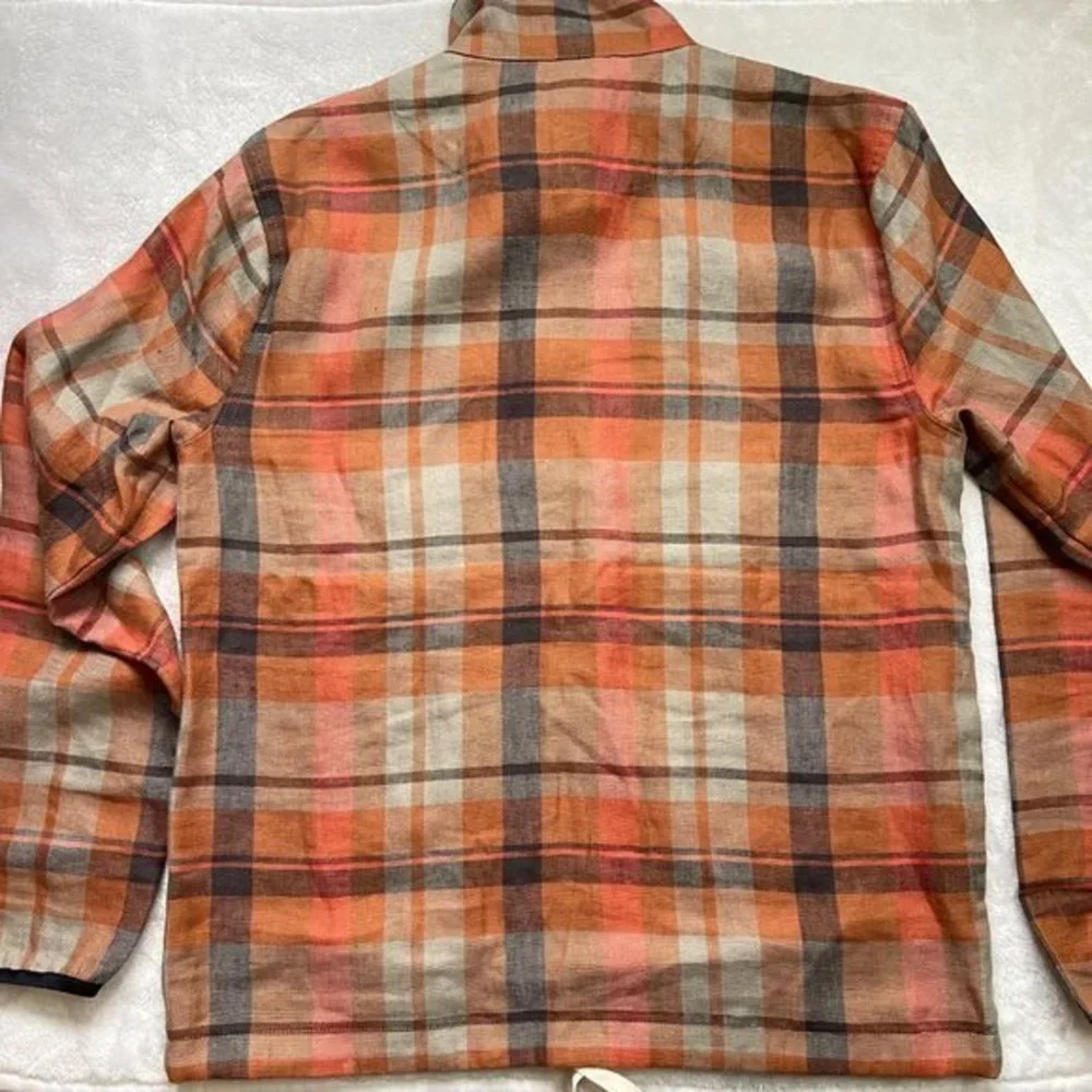 Bonobos Men's  Plaid Rust‎ Color Long Sleeve 100% Linen Anorak Size Small NEW